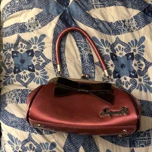 Sourpuss-Gloss Pink Handbag with Leopard inside